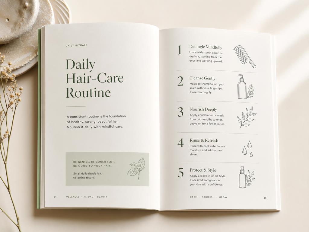 Preview of the daily hair-care routine pages